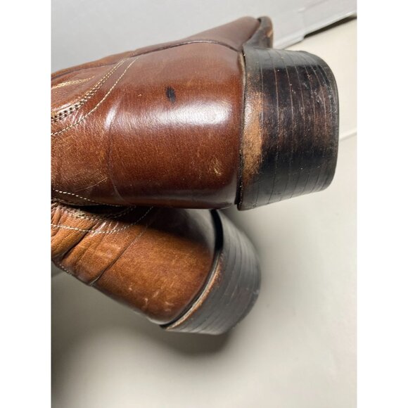 Lucchese 2000 Men Vintage Cowboys Boots Sz 10.5 D Brown Leather Western T3022R4 - Picture 16 of 16